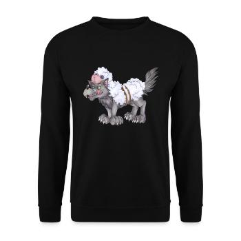 Lustiger Wolf im Schafspelz Geschenk Humor - Unisex Pullover - Schwarz - Vorne - Alina (178cm) & Michal (187cm)