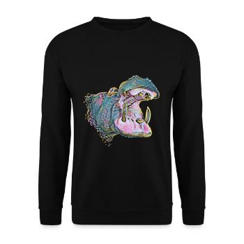 Nilpferd - Unisex Pullover - Schwarz - Vorne - Alina (178cm) & Michal (187cm)
