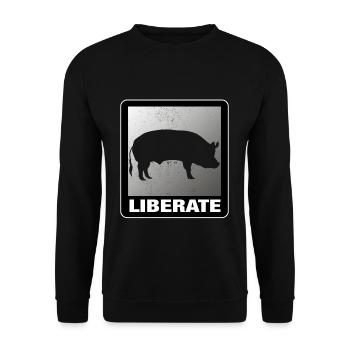 Liberate Vegan Animal Liberation Pig - Unisex Sweatshirt - black - Front - Alina (178cm) & Michal (187cm)