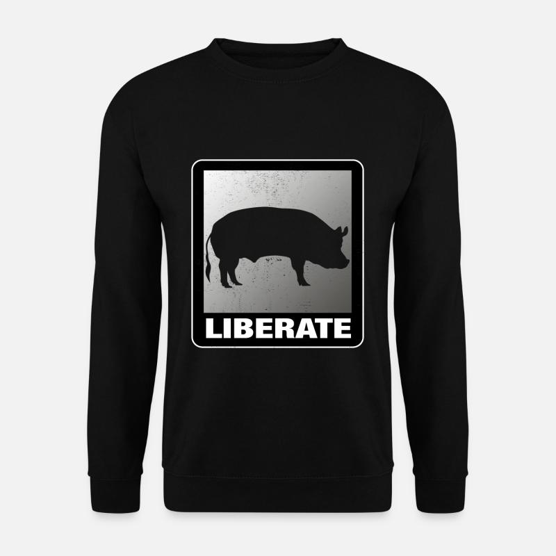 Liberate Vegan Animal Liberation Schwein - Unisex Pullover - Schwarz