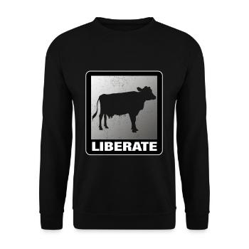 Liberate Vegan Animal Liberation Cow - Unisex Sweatshirt - black - Front - Alina (178cm) & Michal (187cm)