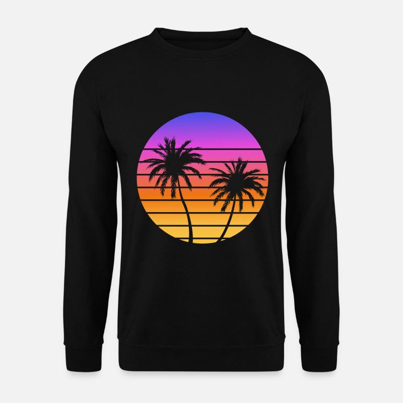 Palms Sunset Synthwave - Unisex Sweatshirt - black