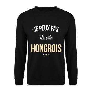 Je peux pas je suis Hongrois - Sweat-shirt Unisexe - noir - Devant - Alina (178cm) & Michal (187cm)