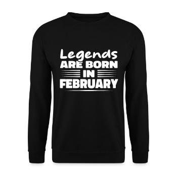 Legenden werden im Februar geboren - Unisex Pullover - Schwarz - Vorne - Alina (178cm) & Michal (187cm)