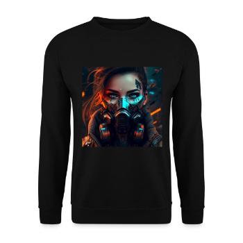 Sci-Fi woman with mask - Unisex Sweatshirt - black - Front - Alina (178cm) & Michal (187cm)