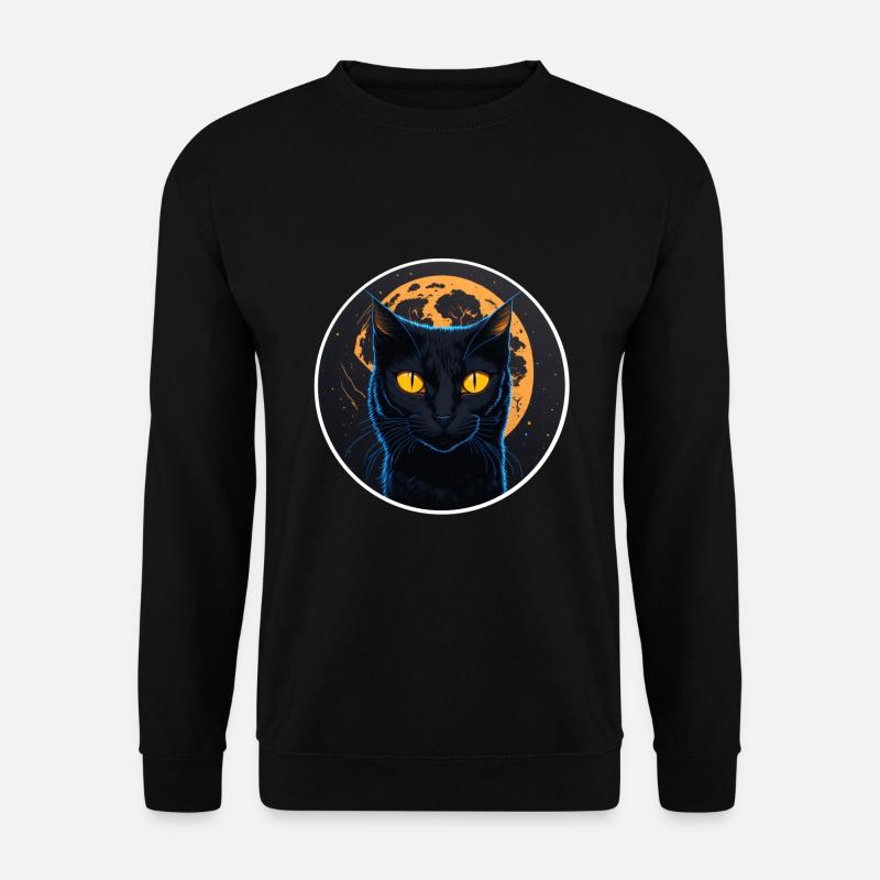 schwarze Katze Halloween - Unisex Pullover - Schwarz