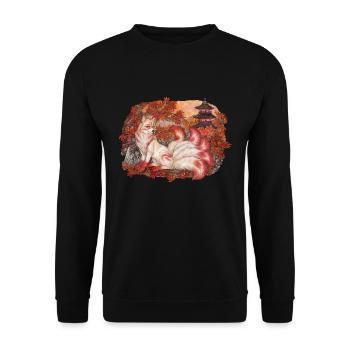 Kitsune Fuchs Fuchsgeist Inari Japan Mythologie - Unisex Pullover - Schwarz - Vorne - Alina (178cm) & Michal (187cm)