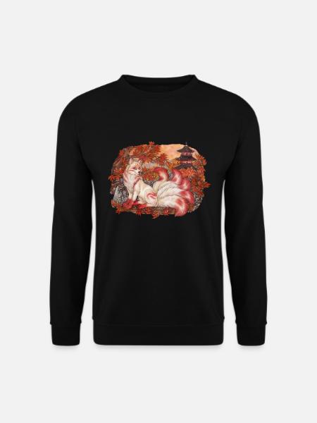 Kitsune Fuchs Fuchsgeist Inari Japan Mythologie - Unisex Pullover - Schwarz