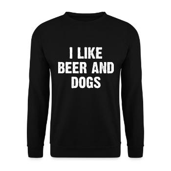 I Like Beer And Dogs - Unisex Pullover - Schwarz - Vorne - Alina (178cm) & Michal (187cm)