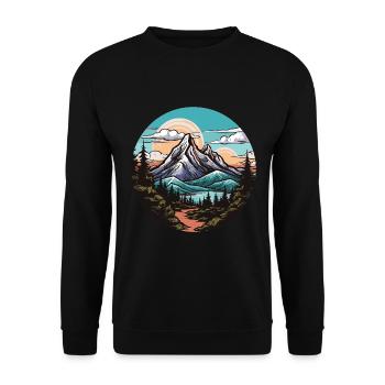 Mountains Landscape - Unisex Sweatshirt - black - Front - Alina (178cm) & Michal (187cm)