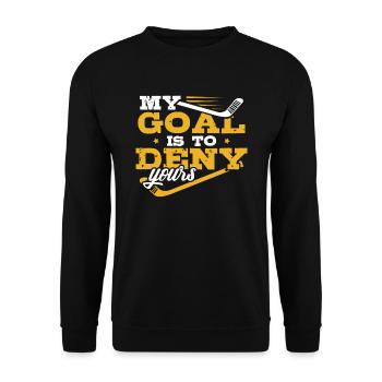 Ice Hockey Goalie Penalty Puck Goalkeeper Gift - Unisex Sweatshirt - black - Front - Alina (178cm) & Michal (187cm)