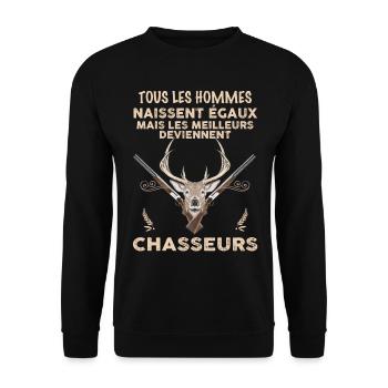 hommes chasseurs - Sweat-shirt Unisexe - noir - Devant - Alina (178cm) & Michal (187cm)