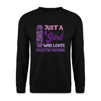 Skater Girl Just a Girl who loves Skateboarding - Unisex Pullover - Schwarz - Vorne - Alina (178cm) & Michal (187cm)