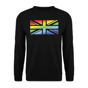 Union Jack / Regenbogenfahne (United Kingdom) - Unisex Pullover - Schwarz - Vorne - Alina (178cm) & Michal (187cm)