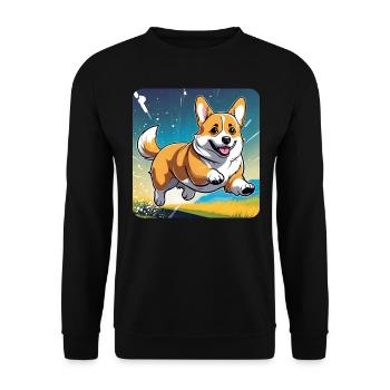 Mignon chien gallois Corgi - Sweat-shirt Unisexe - noir - Devant - Alina (178cm) & Michal (187cm)