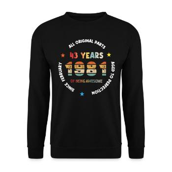 43 Years Old Made In 1981 Vintage February 1981 - Sweat-shirt Unisexe - noir - Devant - Alina (178cm) & Michal (187cm)