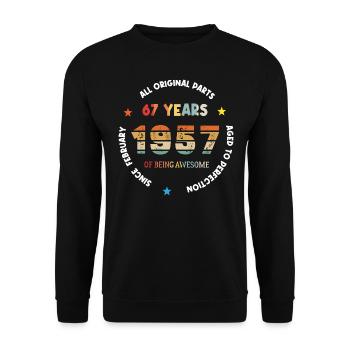 67 Years Old Made In 1957 Vintage February 1957 - Unisex Sweatshirt - black - Front - Alina (178cm) & Michal (187cm)