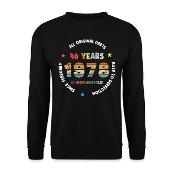 46 Years Old Made In 1978 Vintage February 1978 - Sweat-shirt Unisexe - noir - Devant - Alina (178cm) & Michal (187cm)