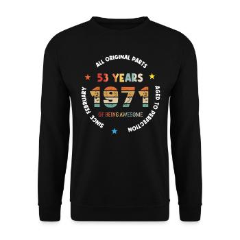 53 Years Old Made In 1971 Vintage February 1971 - Sweat-shirt Unisexe - noir - Devant - Alina (178cm) & Michal (187cm)