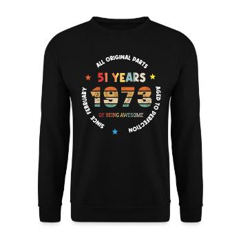 51 Years Old Made In 1973 Vintage February 1973 - Sweat-shirt Unisexe - noir - Devant - Alina (178cm) & Michal (187cm)