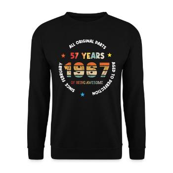 57 Years Old Made In 1967 Vintage February 1967 - Sweat-shirt Unisexe - noir - Devant - Alina (178cm) & Michal (187cm)