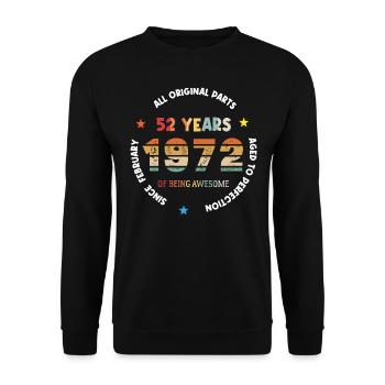 52 Jahre alt Baujahr 1972 Jahrgang Februar 1972 - Unisex Pullover - Schwarz - Vorne - Alina (178cm) & Michal (187cm)