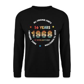 56 Years Old Made In 1968 Vintage February 1968 - Unisex Sweatshirt - black - Front - Alina (178cm) & Michal (187cm)
