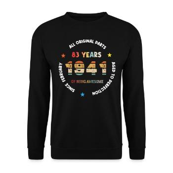 83 Jahre alt Baujahr 1941 Jahrgang Februar 1941 - Unisex Pullover - Schwarz - Vorne - Alina (178cm) & Michal (187cm)