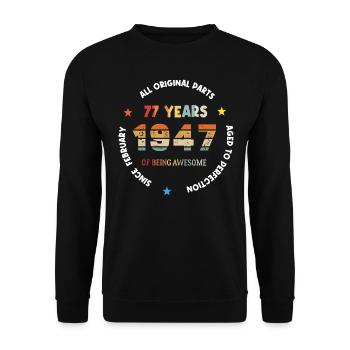 77 Years Old Made In 1947 Vintage February 1947 - Unisex Sweatshirt - black - Front - Alina (178cm) & Michal (187cm)