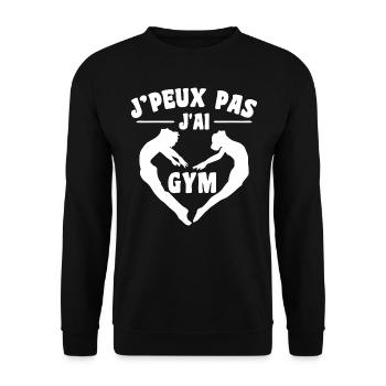 Ich kann kein Fitnessstudio | Gymnastik Geschenk | Fitnessstudio - Unisex Pullover - Schwarz - Vorne - Alina (178cm) & Michal (187cm)