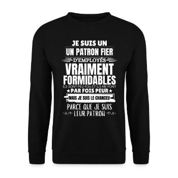 Ich bin stolzer Chef der Mitarbeiter - Unisex Pullover - Schwarz - Vorne - Alina (178cm) & Michal (187cm)