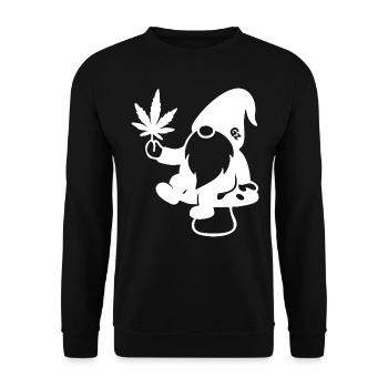 Zwerg/Wichtel mit Hanfblatt auf Pilz - Weedlove - Unisex Pullover - Schwarz - Vorne - Alina (178cm) & Michal (187cm)