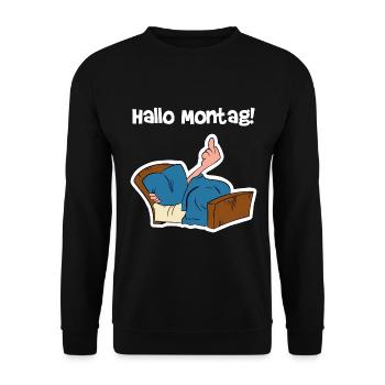 Hallo Montag Morgenmuffel - Unisex Pullover - Schwarz - Vorne - Alina (178cm) & Michal (187cm)