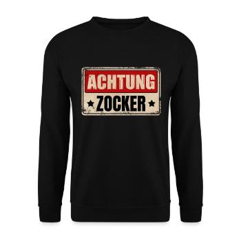 ACHTUNG ZOCKER - Unisex Pullover - Schwarz - Vorne - Alina (178cm) & Michal (187cm)