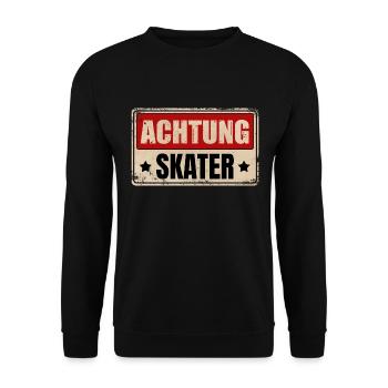 ACHTUNG SKATER - Unisex Pullover - Schwarz - Vorne - Alina (178cm) & Michal (187cm)