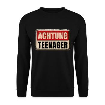 ACHTUNG TEENAGER - Unisex Pullover - Schwarz - Vorne - Alina (178cm) & Michal (187cm)