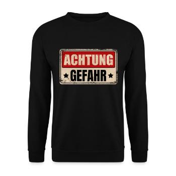 ACHTUNG GEFAHR - Unisex Pullover - Schwarz - Vorne - Alina (178cm) & Michal (187cm)