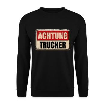 ACHTUNG TRUCKER - Unisex Pullover - Schwarz - Vorne - Alina (178cm) & Michal (187cm)