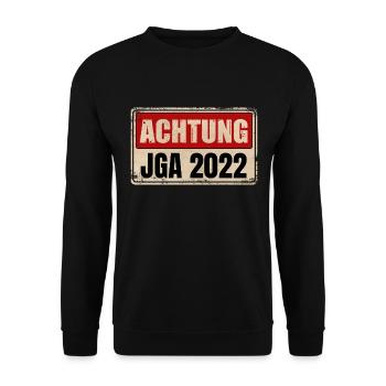JGA 2022 JUNGGESELLENABSCHIED - Unisex Pullover - Schwarz - Vorne - Alina (178cm) & Michal (187cm)