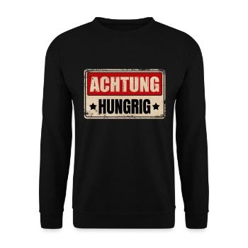 ACHTUNG HUNGRIG - Unisex Pullover - Schwarz - Vorne - Alina (178cm) & Michal (187cm)