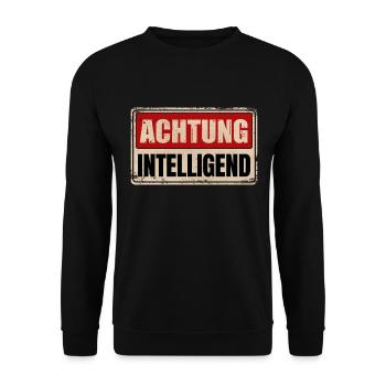 ACHTUNG INTELLIGEND - Unisex Pullover - Schwarz - Vorne - Alina (178cm) & Michal (187cm)