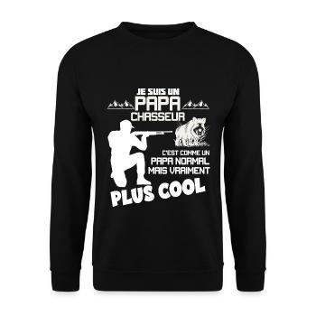 Papa Chasseur le Seul - Sweat-shirt Unisexe - noir - Devant - Alina (178cm) & Michal (187cm)