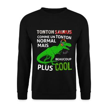 Tonton Cool Tonton Dinosaure Cadeau Homme - Sweat-shirt Unisexe - noir - Devant - Alina (178cm) & Michal (187cm)
