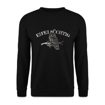 Eifelsüchtig - Eule - für dunkle Shirts - Unisex Pullover - Schwarz - Vorne - Alina (178cm) & Michal (187cm)