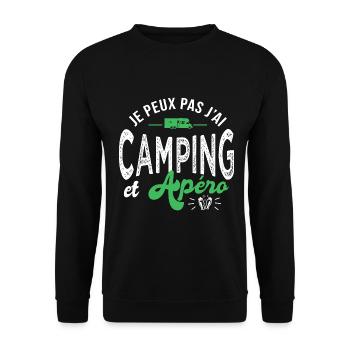peux pas j'ai camping et apéro Humour camping car - Sweat-shirt Unisexe - noir - Devant - Alina (178cm) & Michal (187cm)