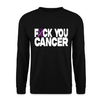 Fuck You Cancer - Lila Schleife - Unisex Pullover - Schwarz - Vorne - Alina (178cm) & Michal (187cm)