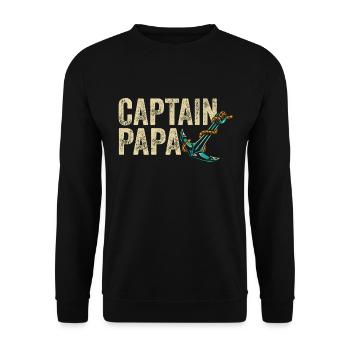 Captain Papa Sailing Life Boating Sailor - Unisex Sweatshirt - black - Front - Alina (178cm) & Michal (187cm)