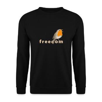 Liberté, robins - Sweat-shirt Unisexe - noir - Devant - Alina (178cm) & Michal (187cm)