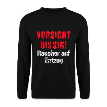 Vorsicht bissig! Raucher auf Entzug - Unisex Pullover - Schwarz - Vorne - Alina (178cm) & Michal (187cm)