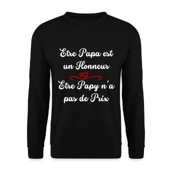 Cadeau Homme etre Papy na pas de prix - Sweat-shirt Unisexe - noir - Devant - Alina (178cm) & Michal (187cm)